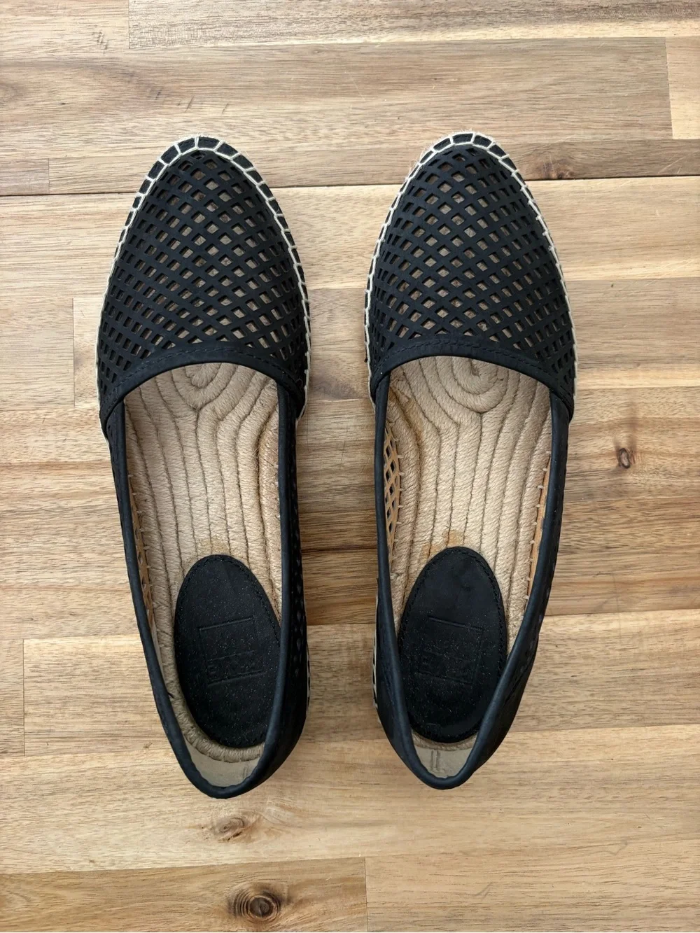 Frye Lee A Line Perforated Black Nubuck Espadrille Shoes Size 9.5